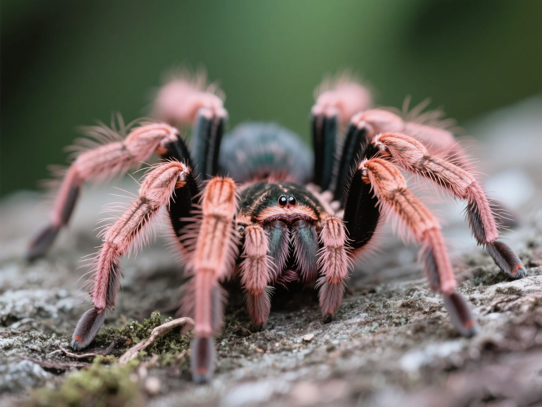 Antilles Pinktoe spiderling showing its characteristic blue coloration, needing a smaller setup.
