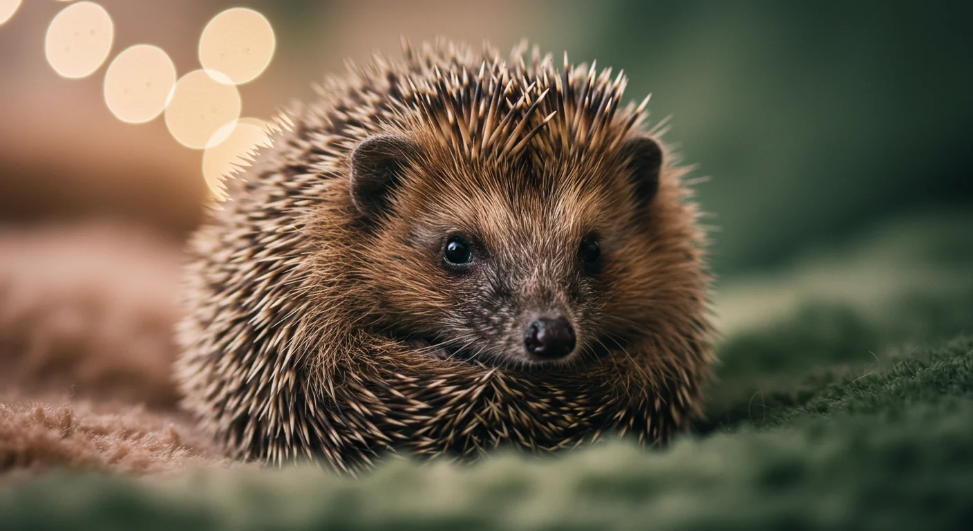 Hedgehog active at night near its wheel