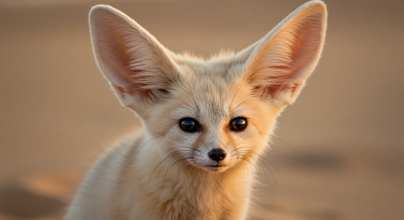 Fennec fox in sand dunes, interacting cautiously with its environment