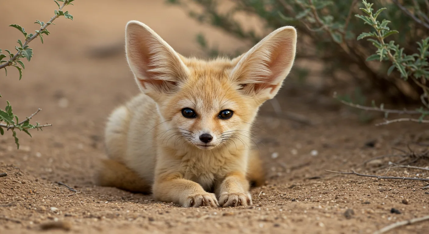 Fennec fox in a desert landscape, representing its wild origins