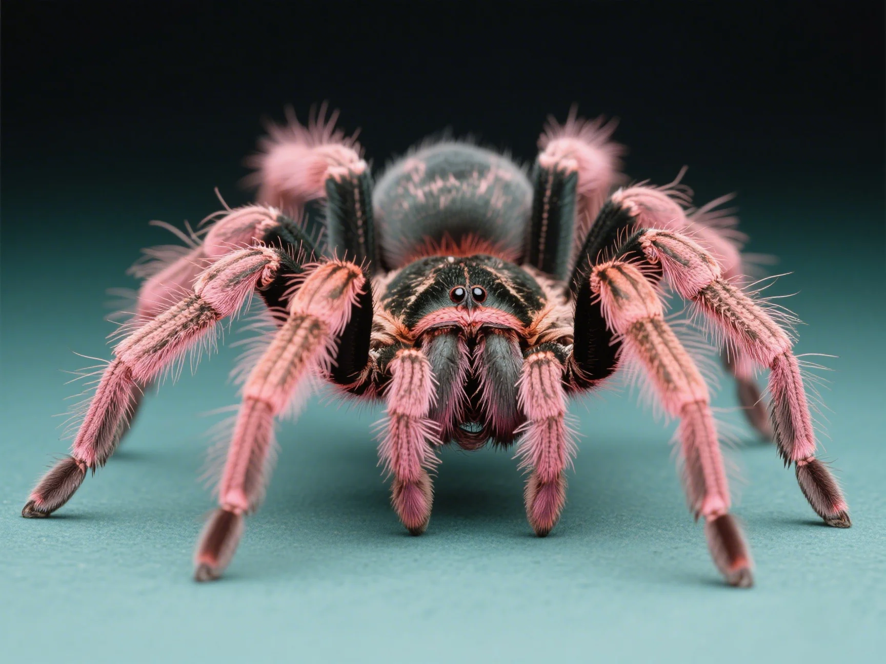 An Antilles pinktoe tarantula in a well-maintained arboreal enclosure showing webbing.