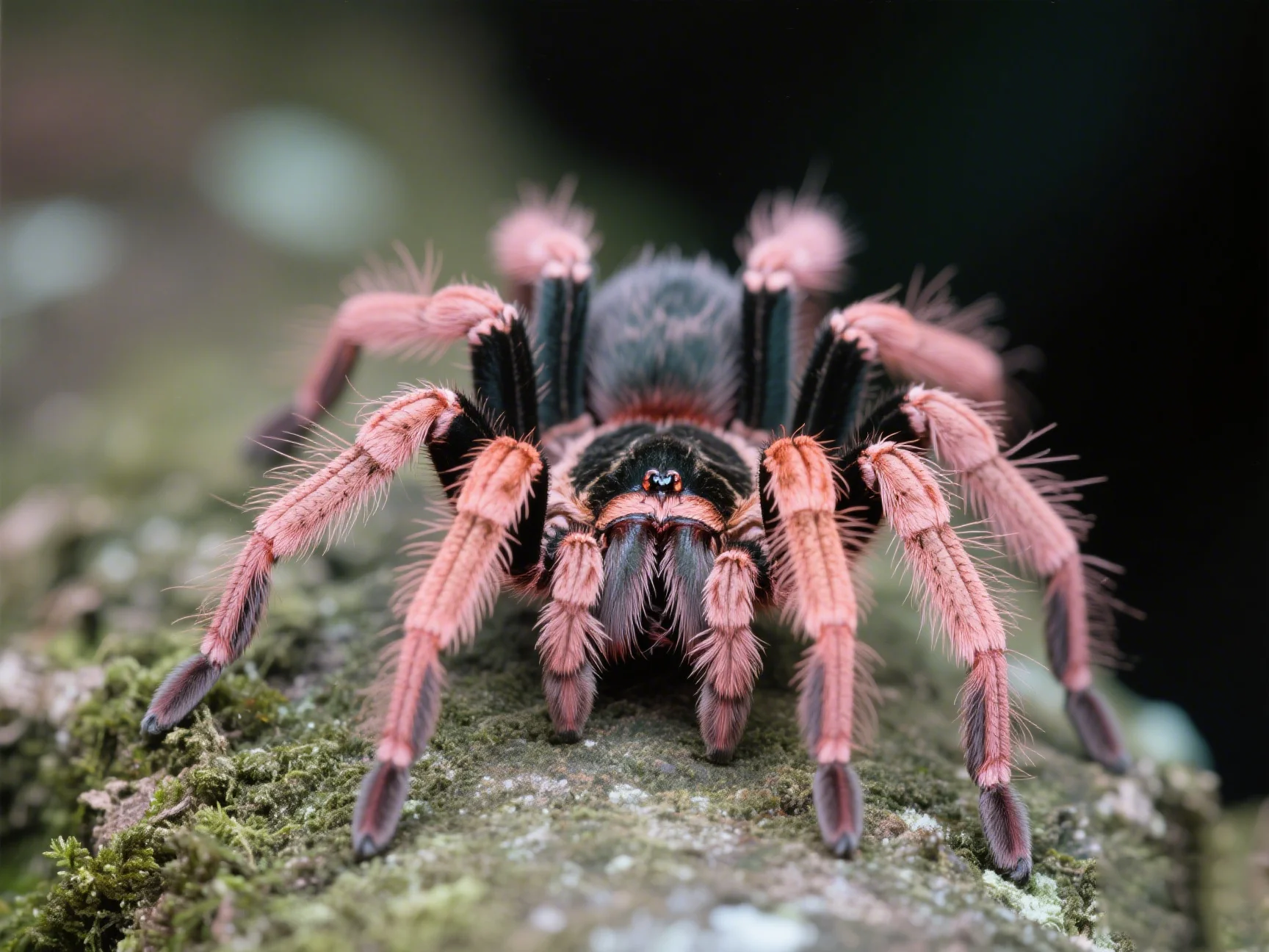 Close view of an Antilles pinktoe tarantula, highlighting its delicate structure.
