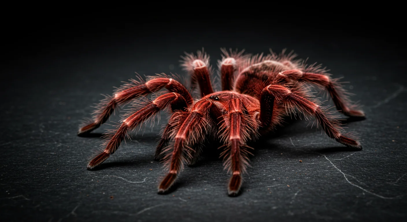 A tarantula showing potentially darker coloration typical of pre-molt