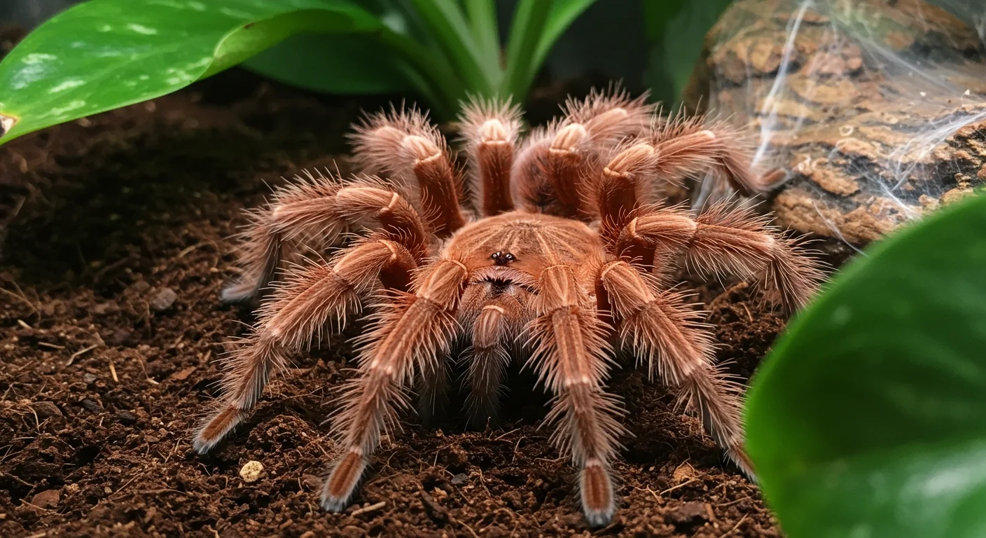 A tarantula similar to a Chilean Rose in a natural-looking environment