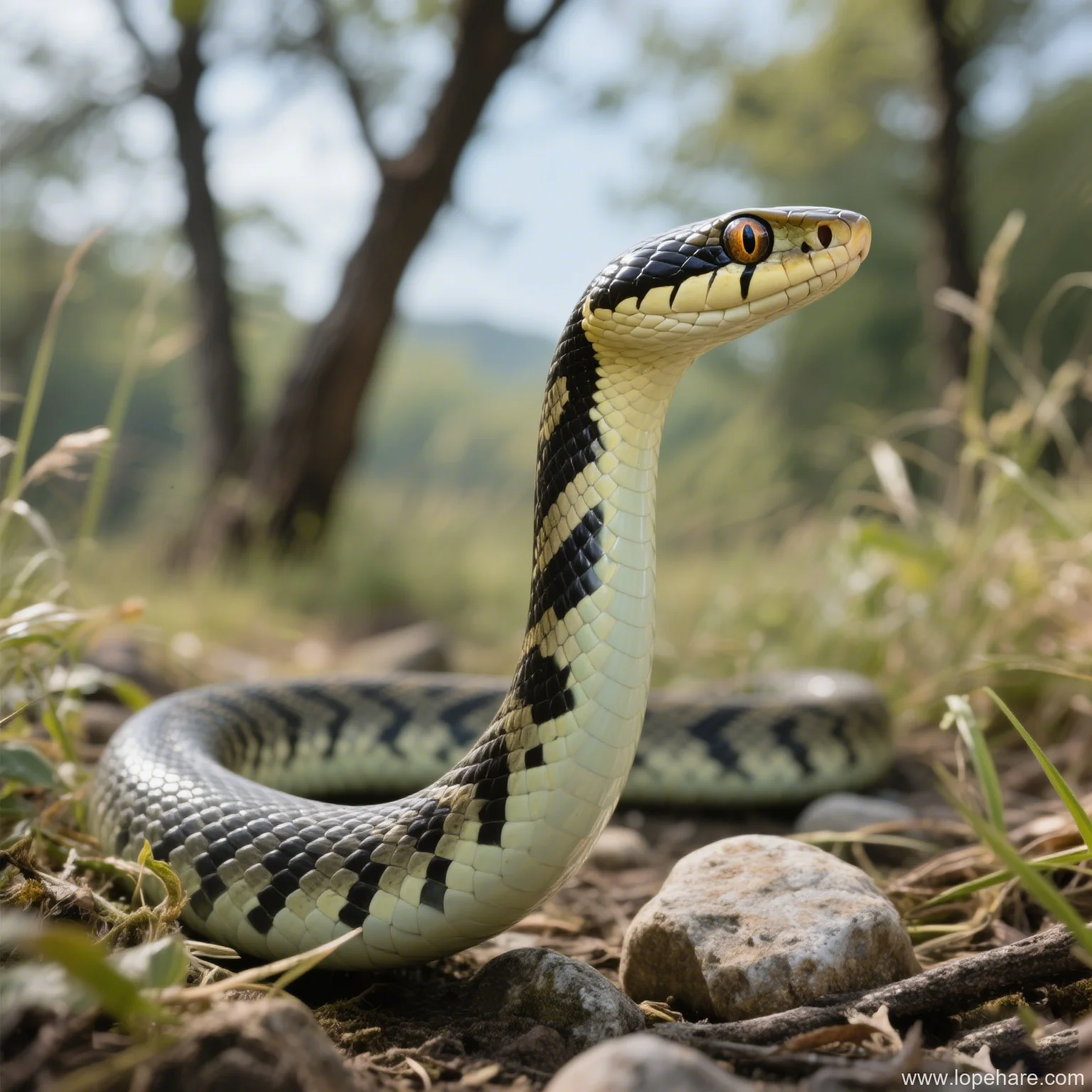 A green snake blending in with mossy wood